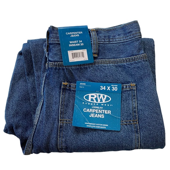 NWT RW Rugged Wear Loose Fit Carpenter Jeans Men’s Size 34 x 30 - Picture 5 of 13